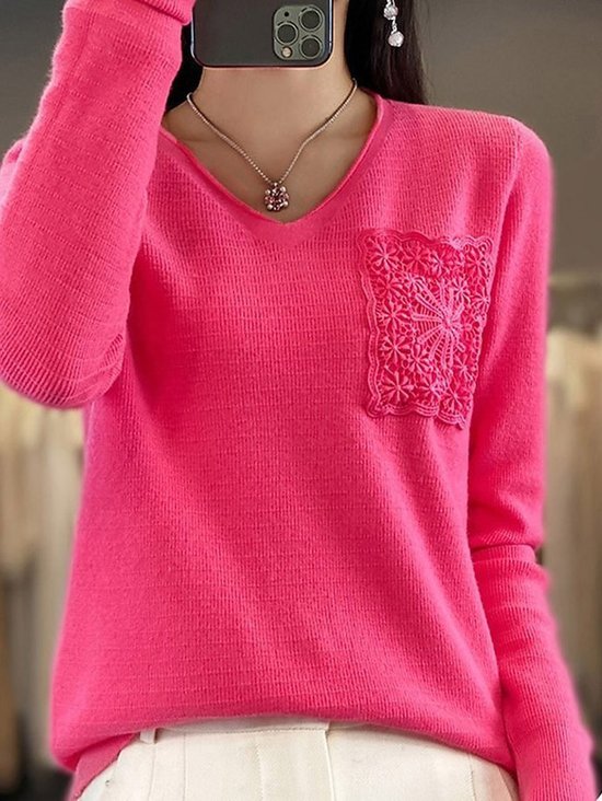 Wool/Knitting Pocket Stitching Casual Loose Sweater