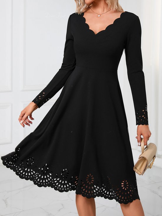 Devore Simple Regular Fit Lace Collar Little Black Dress