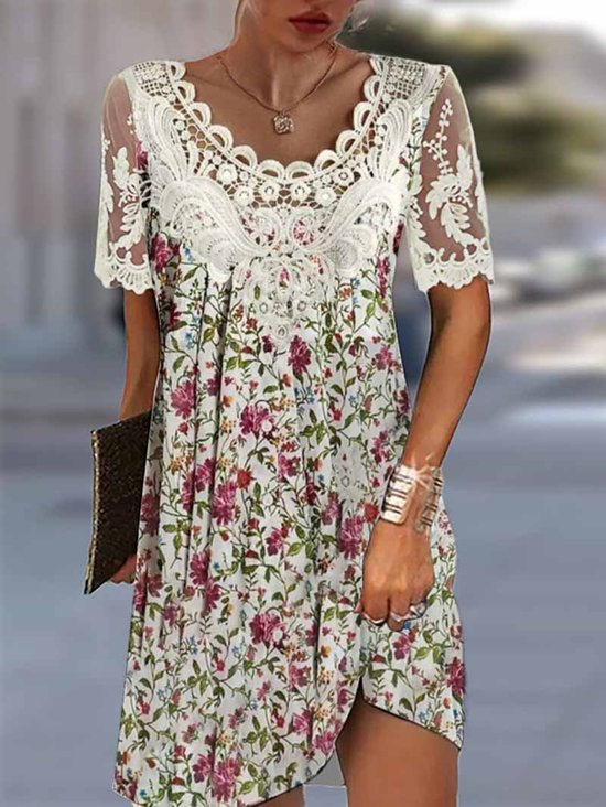 Small Floral Lace Loose Casual Dress