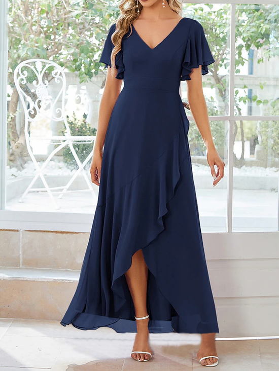 Elegant Plain Chiffon Loose Dress