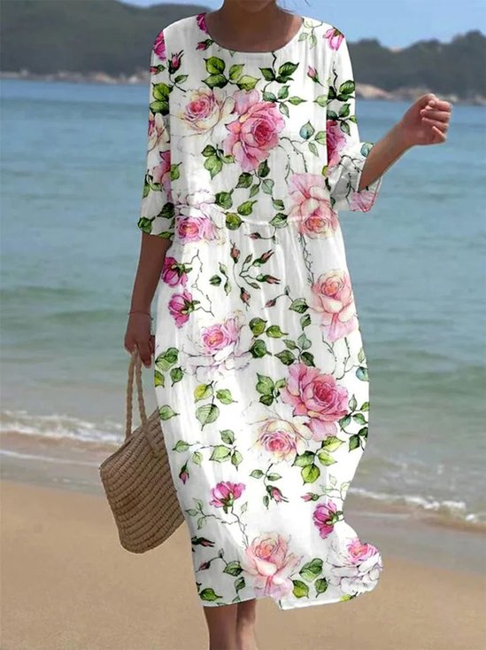 Floral Casual Ruched Dress