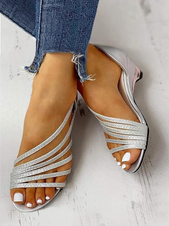 Plain Pu Elegant Strappy Sandals