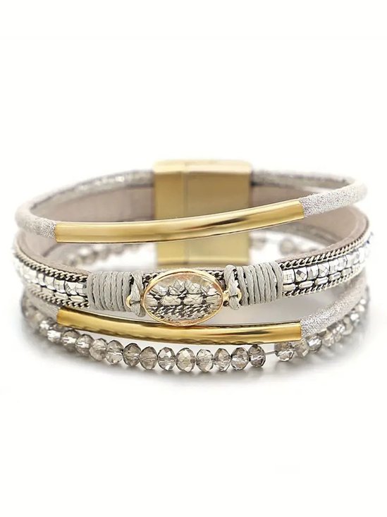Bohemian Woven Leather Crystal Bracelet