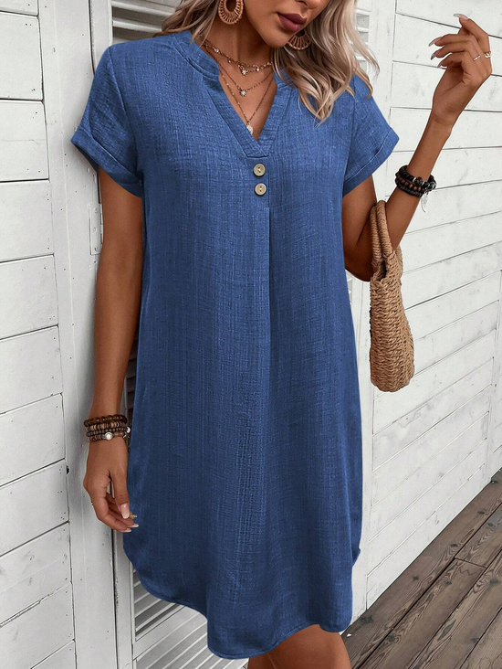 Round Neck Small V Neck Simple Dress main image 1