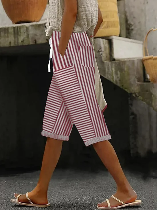 Women's Trousers Straight Pants Daily Going Out Casual Striped Summer Pants