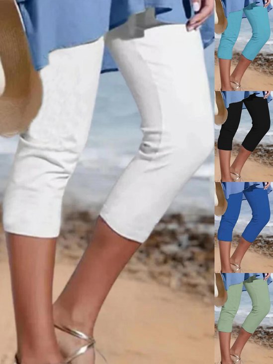 JFN Plain Casual Vacation Capris Legging