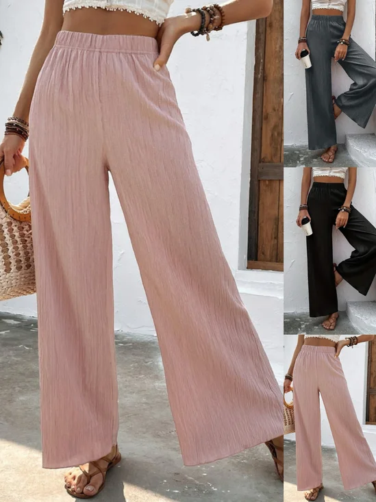 Loose Plain Casual Drawstring Pants