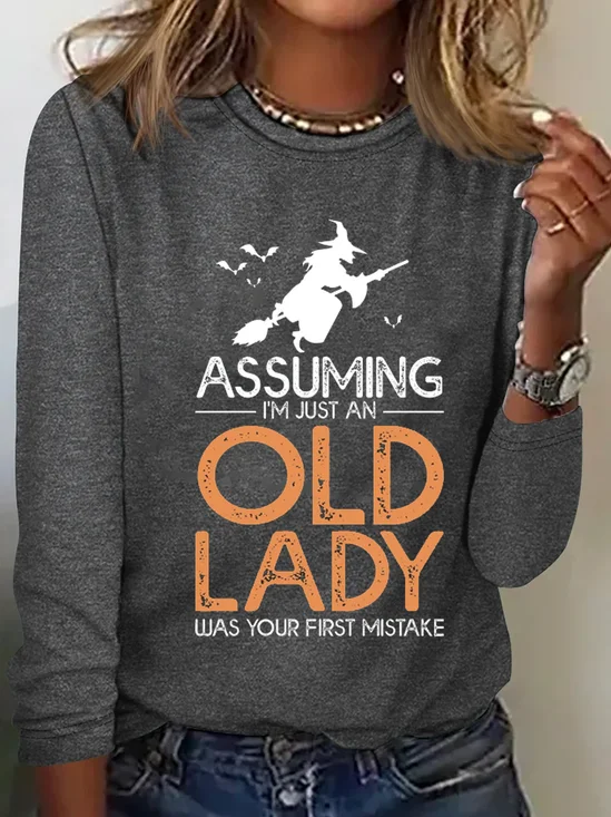 Women's Long Sleeve Tee T-shirt Spring/Fall Halloween Cotton-Blend Crew Neck Daily Going Out Casual Top
