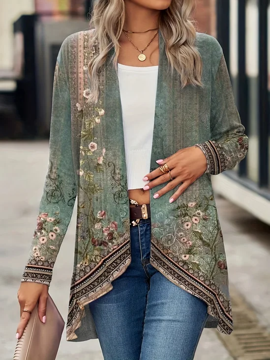 Women's Spring/Fall Outerwear Casual Striped Long Sleeve Jacket