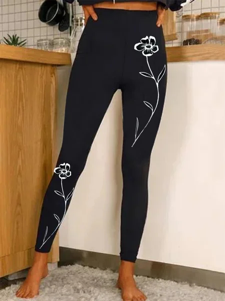 Women's Floral Casual All Season Long Leggings