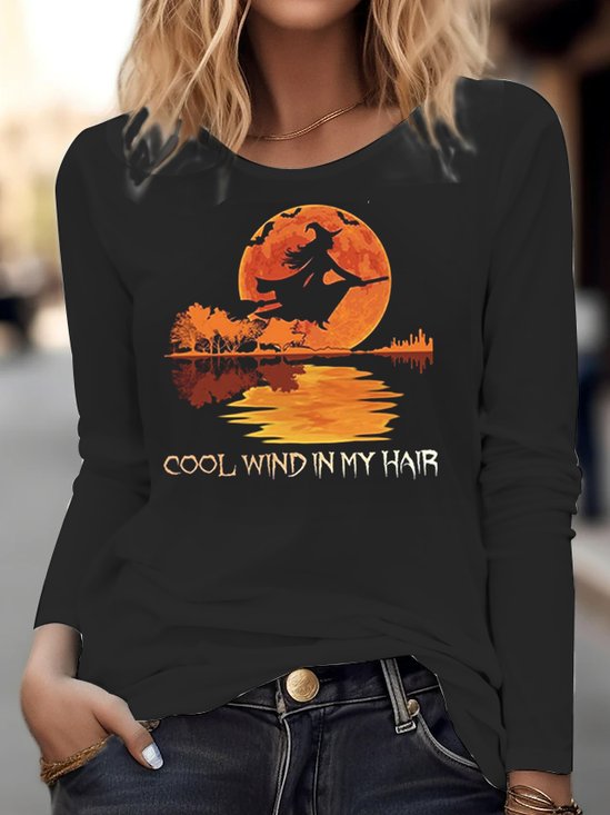 Women's Long Sleeve Blouse Spring/Fall Halloween Printing Jersey Crew Neck Daily Going Out Vintage Top