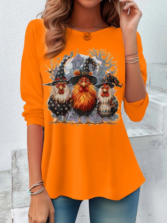 Women's Long Sleeve Tee T-shirt Spring/Fall Halloween Printing Jersey Crew Neck Daily Going Out Vintage Top