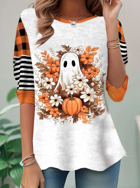 Women's Long Sleeve Tee T-shirt Spring/Fall Halloween Jersey Crew Neck Daily Going Out Casual Top