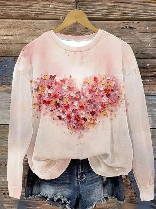 Women's Crew Neck Abstract Casual Spring/Fall Long Sleeve Sweatshirt