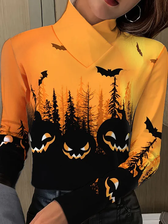 Women's Long Sleeve Blouse Spring/Fall Halloween Printing Daily Going Out Vintage Top