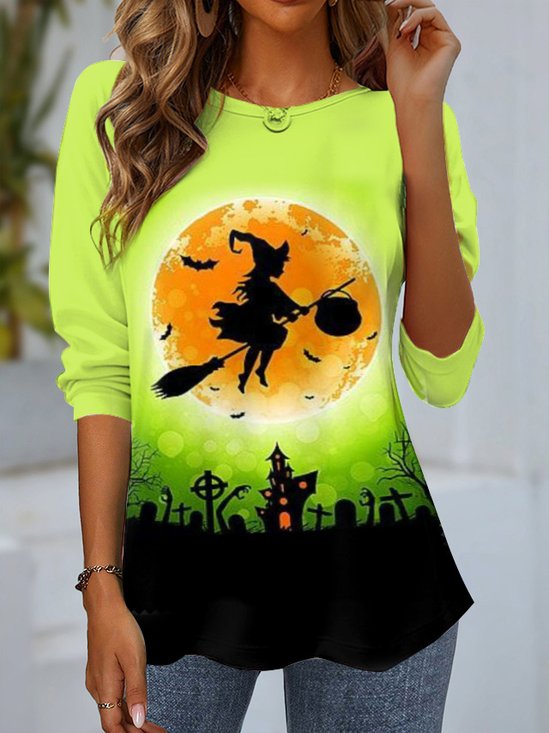 Women's Long Sleeve Tee T-shirt Spring/Fall Halloween Jersey Crew Neck Daily Going Out Casual Top