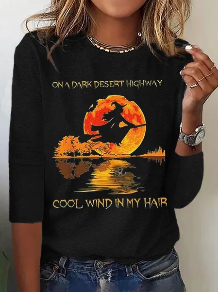 Women's Long Sleeve Tee T-shirt Spring/Fall Halloween Cotton Crew Neck Daily Going Out Casual Top