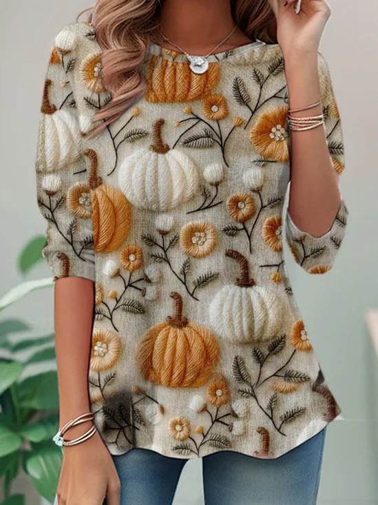 Women's Long Sleeve Tee T-shirt Spring/Fall Halloween Jersey Crew Neck Daily Going Out Casual Top