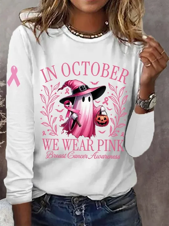 Women's Long Sleeve Blouse Spring/Fall Halloween Cotton-Blend Crew Neck Daily Going Out Casual Top