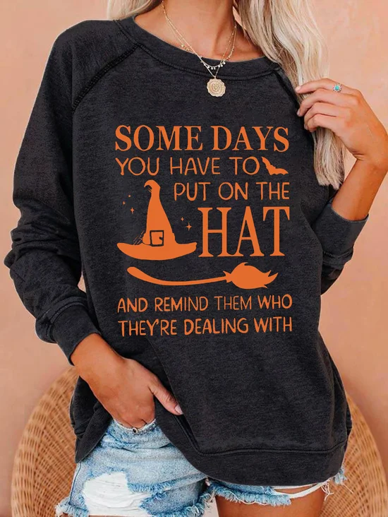 Women's Crew Neck Halloween Casual Spring/Fall Long Sleeve Sweatshirt