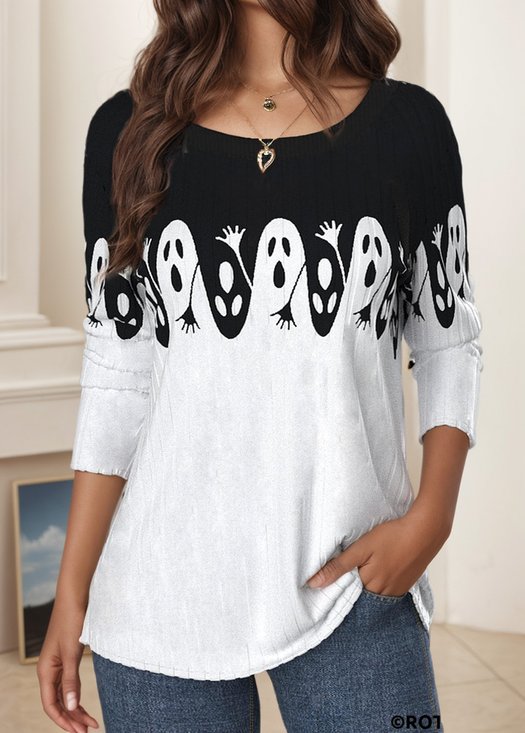 Women's Long Sleeve Tee T-shirt Spring/Fall Halloween Jersey Crew Neck Daily Going Out Casual Top