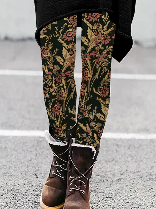 Women's Vintage Floral Jersey All Season Long Leggings