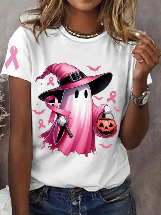 Women Halloween Short Sleeve Tee T-shirt Crew Neck Casual Summer Top