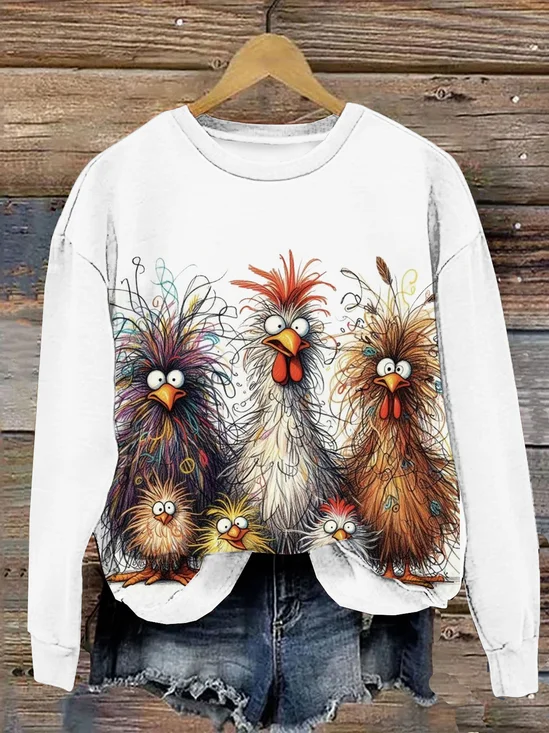 Women's Crew Neck Turkey Casual Spring/Fall Long Sleeve Sweatshirt