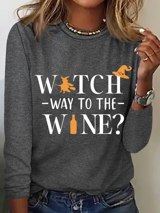 Women's Long Sleeve Tee T-shirt Spring/Fall Text Letters Cotton-Blend Crew Neck Daily Going Out Casual Top