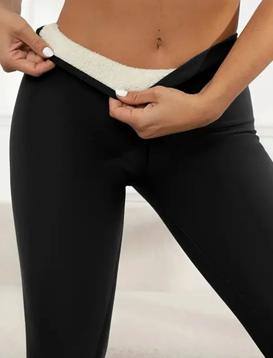 Women's Fleece Lined High Waist Plain Warm Winter Leggings