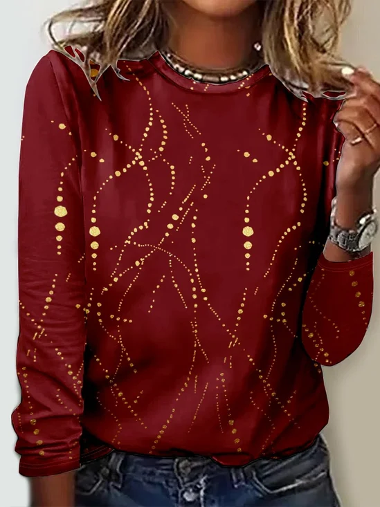 Women's Long Sleeve Blouse Spring/Fall 3D Printing Crew Neck Daily Going Out Casual Top