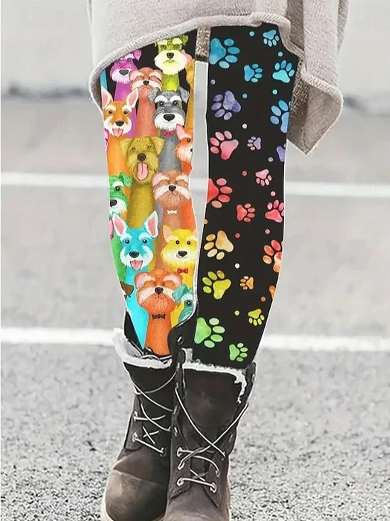 Women's Casual Dog Jersey All Season Long Leggings