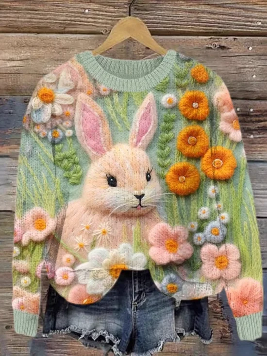 Women's Crew Neck Floral Casual Spring/Fall Long Sleeve Sweatshirt