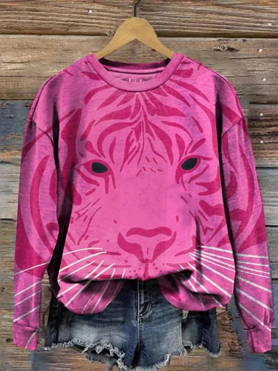 Women's Crew Neck Animal Casual Spring/Fall Long Sleeve Sweatshirt