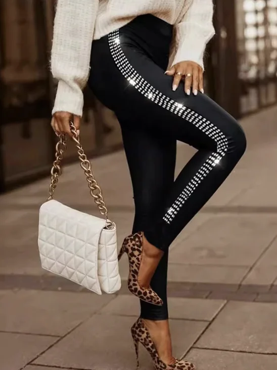 Women's Casual Color Block Jersey All Season Long Leggings