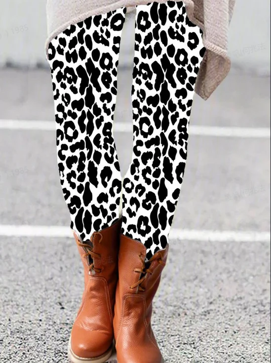 Women's Casual Leopard Jersey All Season Long Leggings