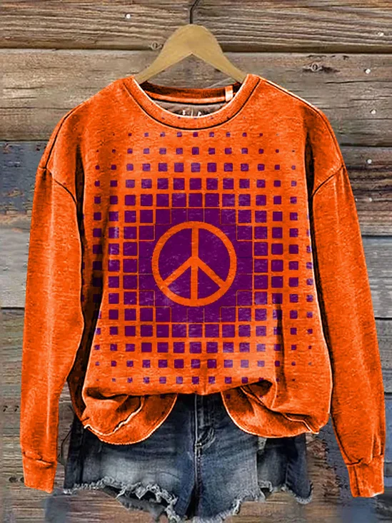 Women's Crew Neck Geometric Casual Spring/Fall Long Sleeve Sweatshirt