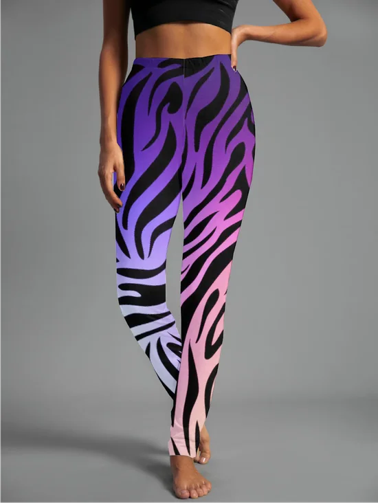 Women's Casual Zebra Jersey All Season Long Leggings