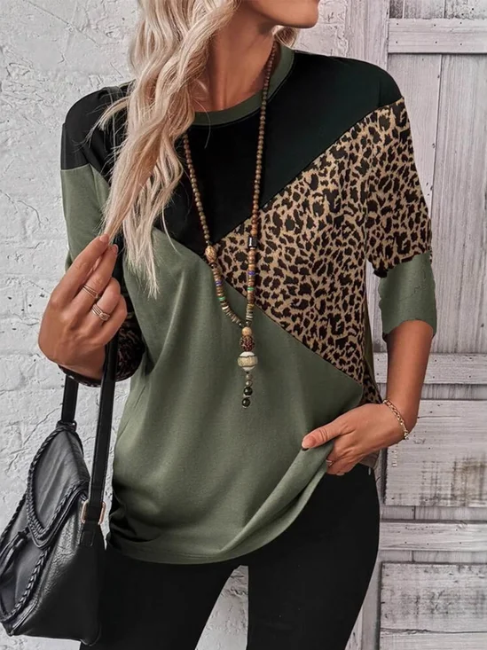 Women's Long Sleeve Tee T-shirt Spring/Fall Color Block Jersey Crew Neck Daily Going Out Casual Top