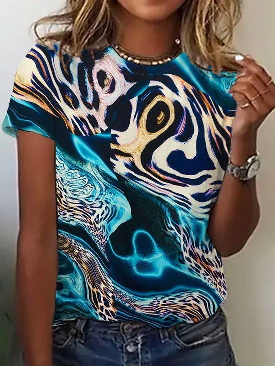 Women's Short Sleeve Tee T-shirt Summer Leopard Jersey Crew Neck Daily Going Out Casual Top
