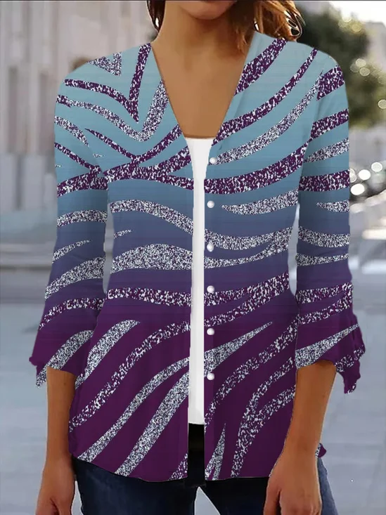 Women's Spring/Fall Outerwear Casual Geometric Jersey Shawl Jacket