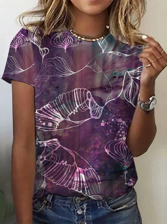 Women's Short Sleeve Tee T-shirt Summer Abstract Crew Neck Casual Top