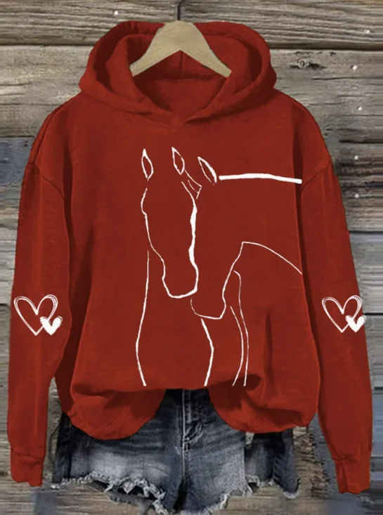Women's Animal Spring/Fall Long Sleeve Casual Daily Hoodie
