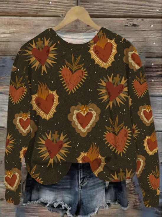 Women's
                      Crew Neck Heart/Cordate Printing Casual
                      Spring/Fall Long Sleeve Sweatshirt