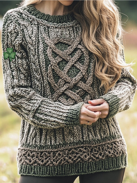 Women's Shamrock Spring/Fall Casual Long Sleeve Crew Neck Wool/Knitting Sweater