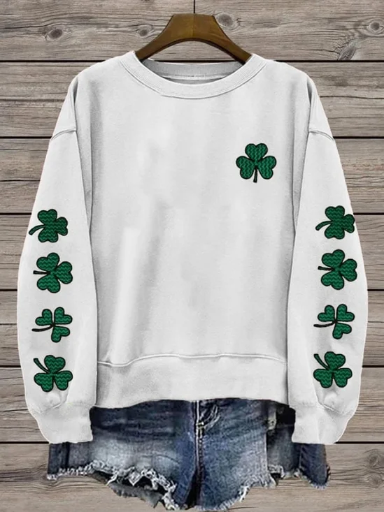 Women's St. Patrick's Day Floral Shamrock Printing Casual Spring/Fall Long Sleeve Sweatshirt