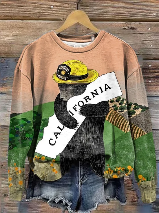 Women's Crew Neck Floral Printing Casual Spring/Fall Long Sleeve Sweatshirt