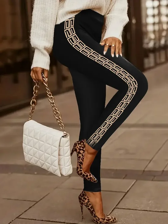 Women's Geometric Casual All Season Printing Long Leggings