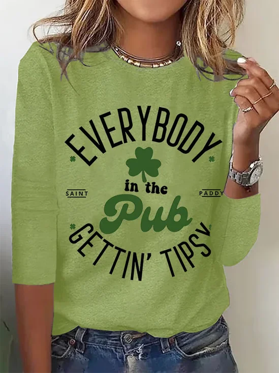 Women's Text Letters Long Sleeve Tee T-shirt Crew Neck Printing Casual Spring/Fall Graphic Tee Top