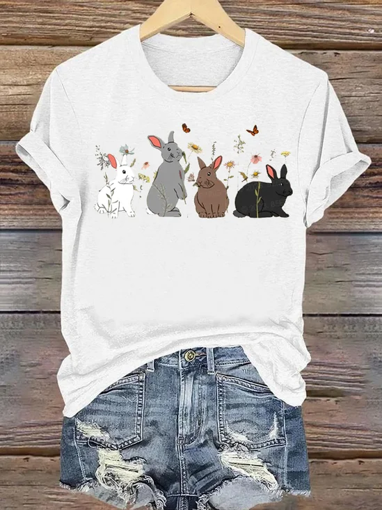 Women's Animal Short Sleeve Tee T-shirt Crew Neck Casual Summer Top